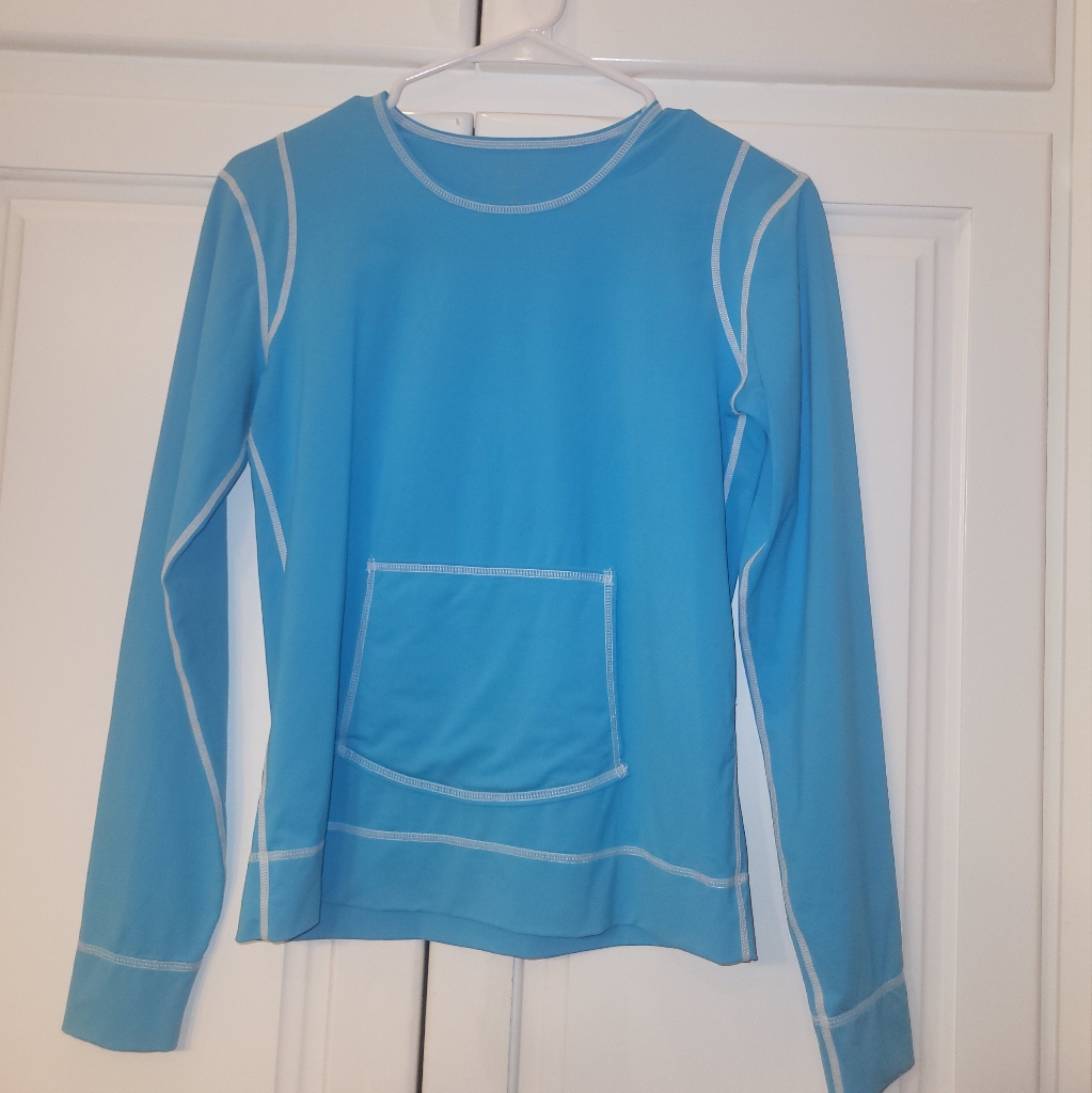 Athleta Blue Long Sleeve Top With Front Pocket